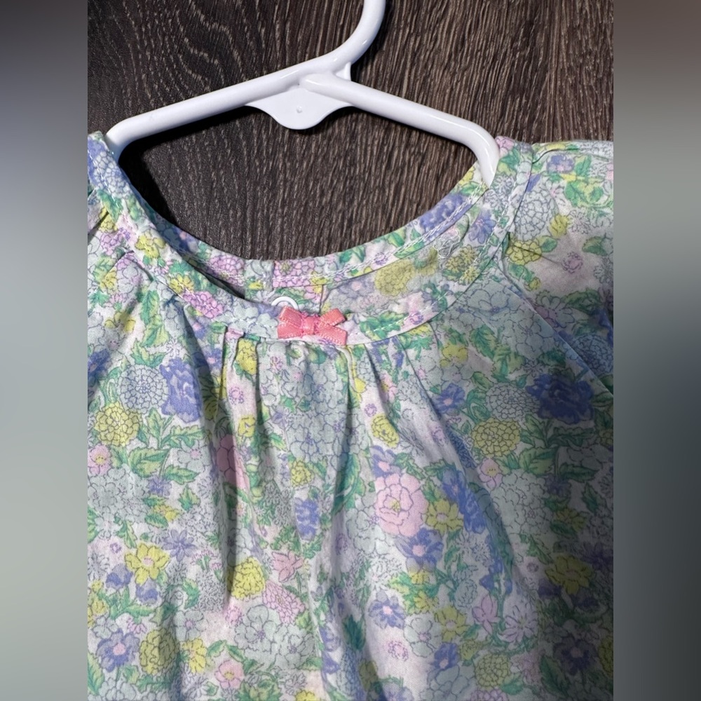 Carters pastel floral lightweight minimalist top with pink bow size 18M - Picture 6 of 11